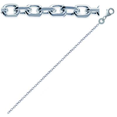 [Q8442] - Silver Ankle Chain 'Forçat' Silver (rhodium-plated) - 25 Cm 1. 2 Mm