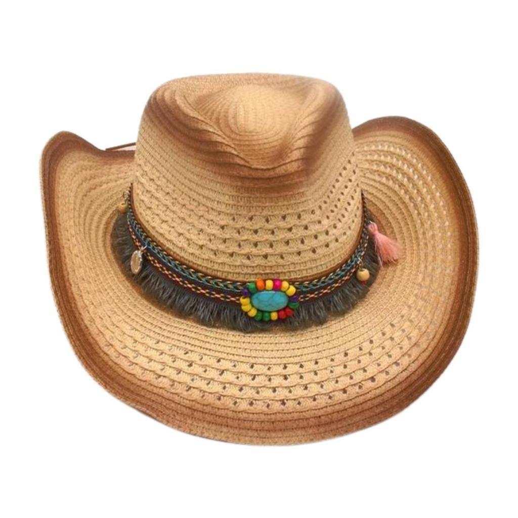 Spring And Summer Beach Outing British Bohemian Cowboy Hat Windproof Sunscreen Straw Hat
