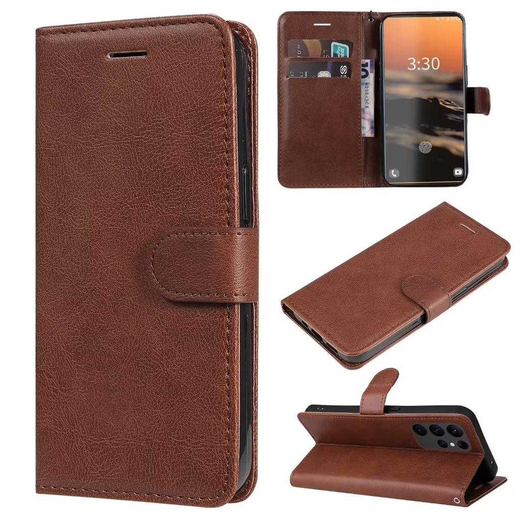 Applicable To Samsung S23FE Mobile Phone Leather Case A25 Solid Color Leather Pattern Card Wallet Holder Protective Case Honor 400Pro