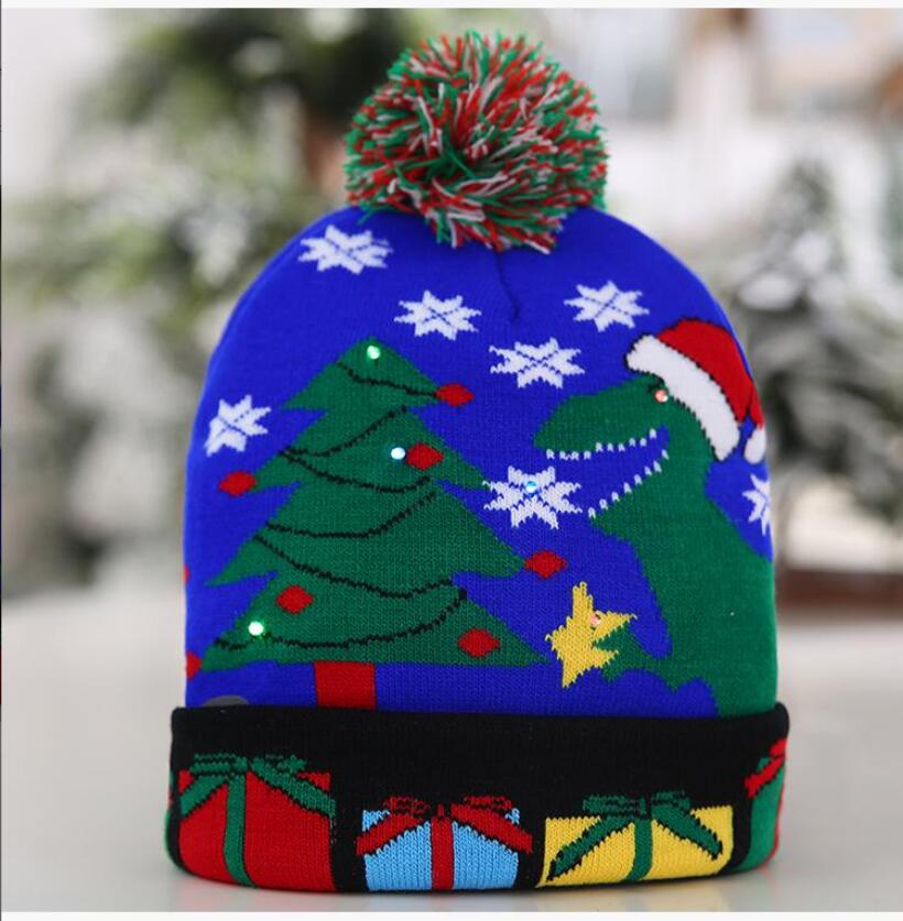 Christmas Light Up Beanie Hat Knit Cap Hat with 6 Colorful Lights Unisex Winter Snow Hat