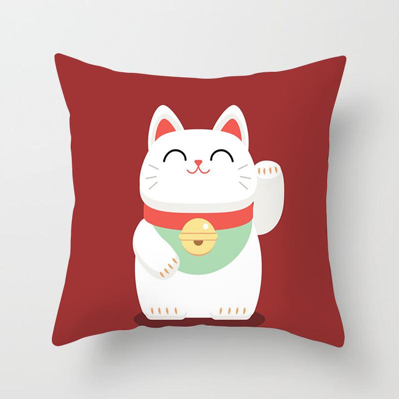 New Style of Lucky Cat Series Pillowcases, Home Office Sofa Pillow Cushion Covers, Seats