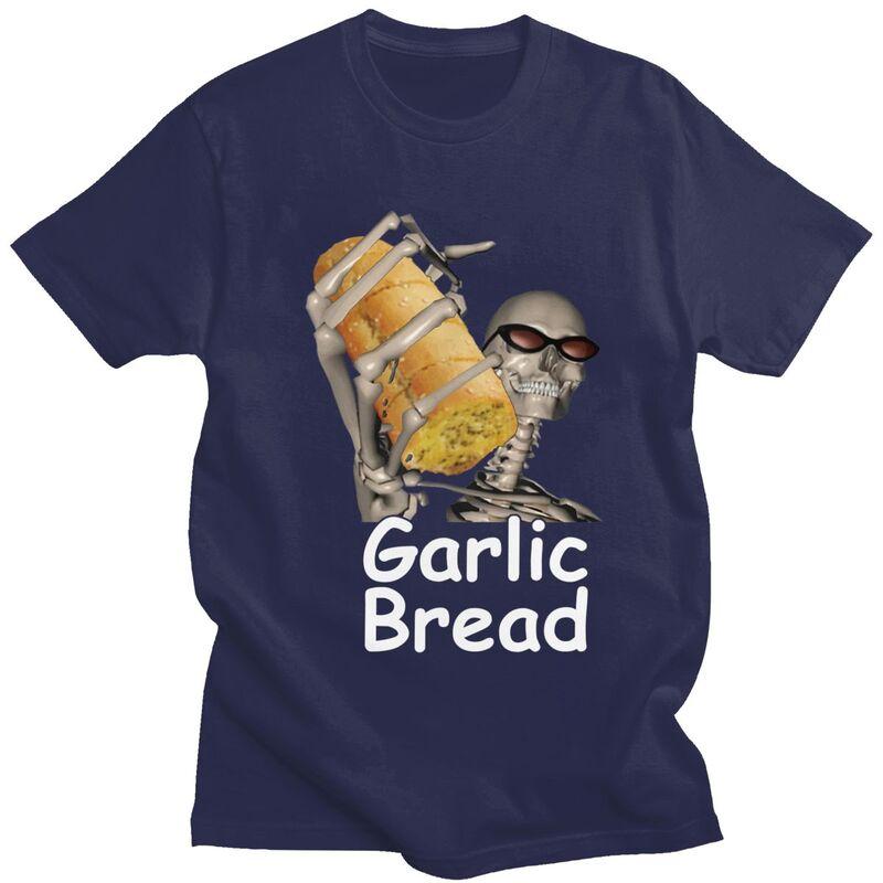Custom Trendy Garlic Bread Skeleton Evil Skeleton Funny Meme T Shirt Men Pure Cotton Tshirt Leisure Tees Streetwear Tshirts