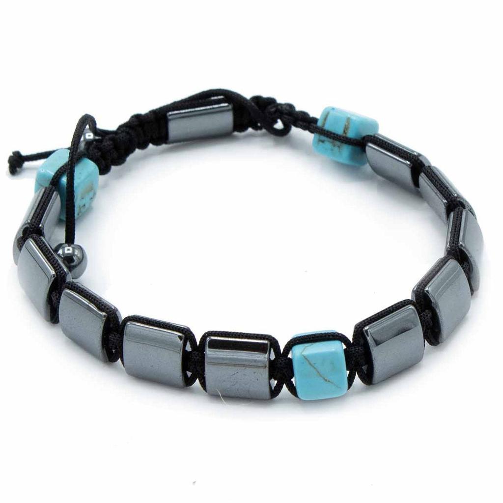 Magnetic Hematite Shamballa Bracelet Turquoise Cuboids