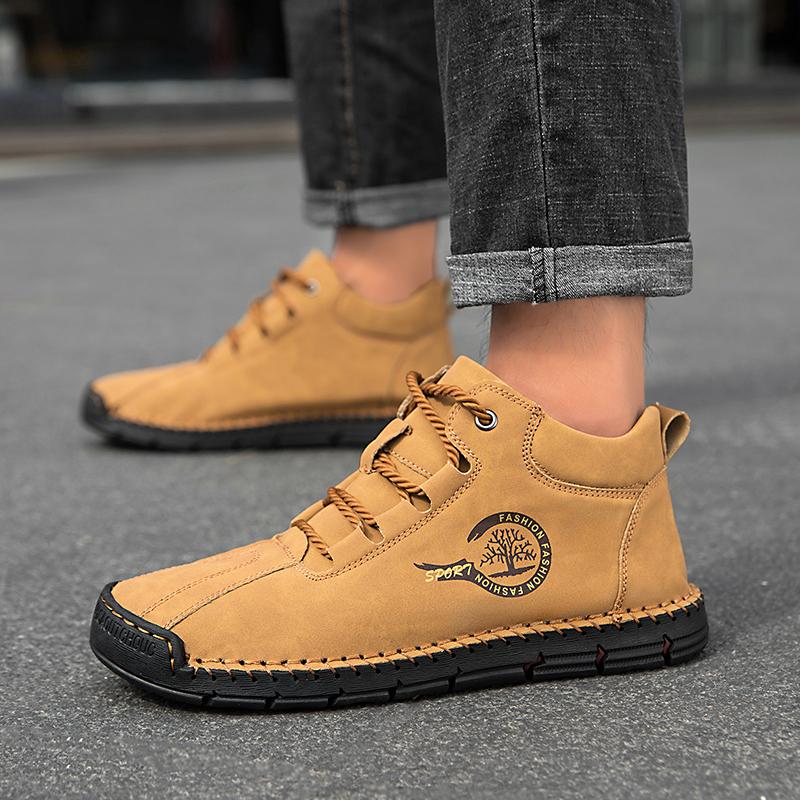 Men's Casual Shoes Side Zipper Short Boots Versatile Flat Bottom Trendy Fashionable Men's Shoes Suitable for Outdoor Sports