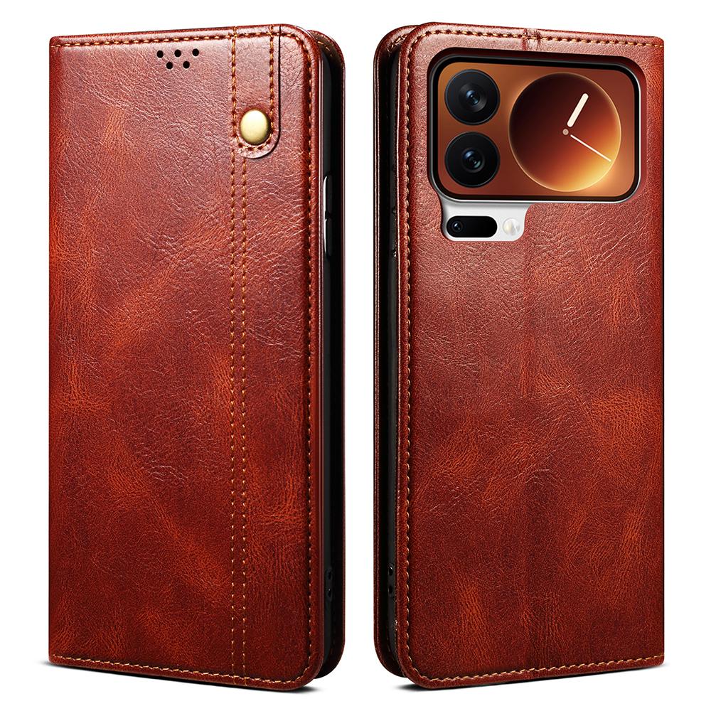 

For Xiaomi 17 Pro Max Case Crazy Horse Texture Waxy Leather Wallet Stand Phone Cover