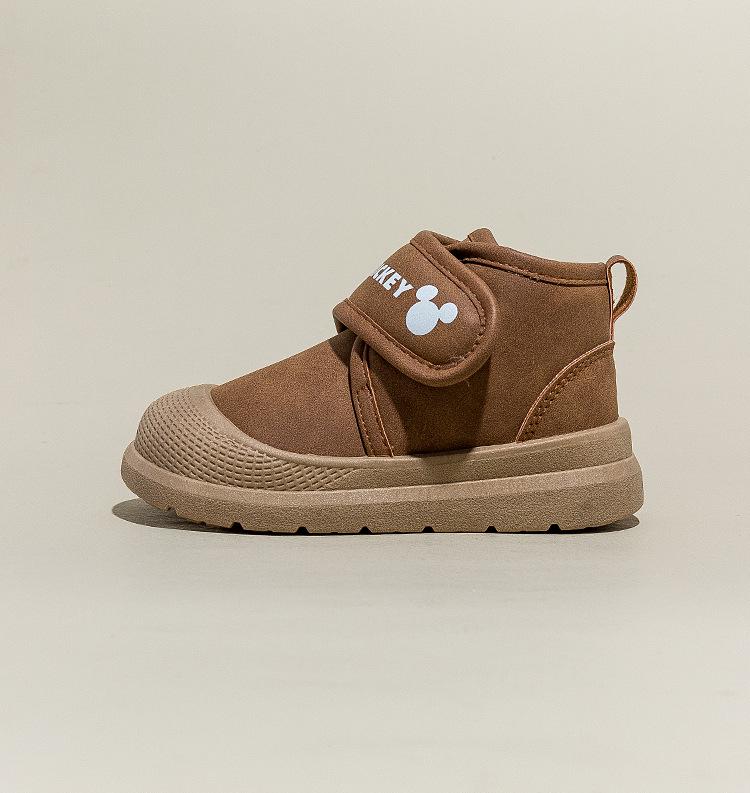 Mickey Children's Waterproof Leather Winter Snow Boots: Warm Cotton, Plus Velvet, Boys' 2025 Style