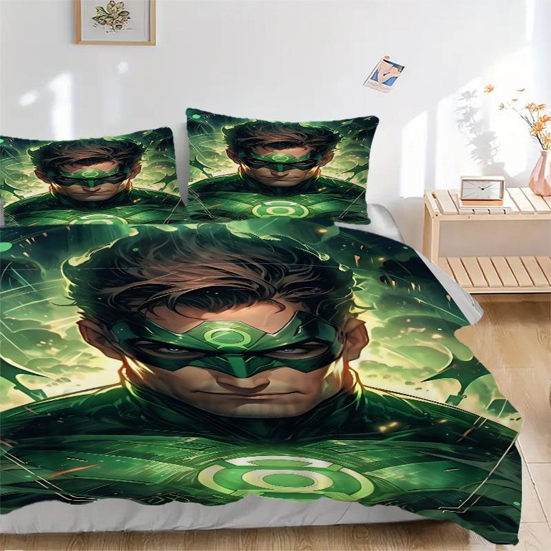 

3pcs Green Lantern Ring Cover Set,Soft Comfortable Duvet Cover,Guest Room (1*Duvet Cover + 2*Pillowcases, Without Core) yy251024044 135x200cm