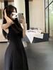 Solid color dress children's summer new French temperament high-end sleeveless vest waist thin dress