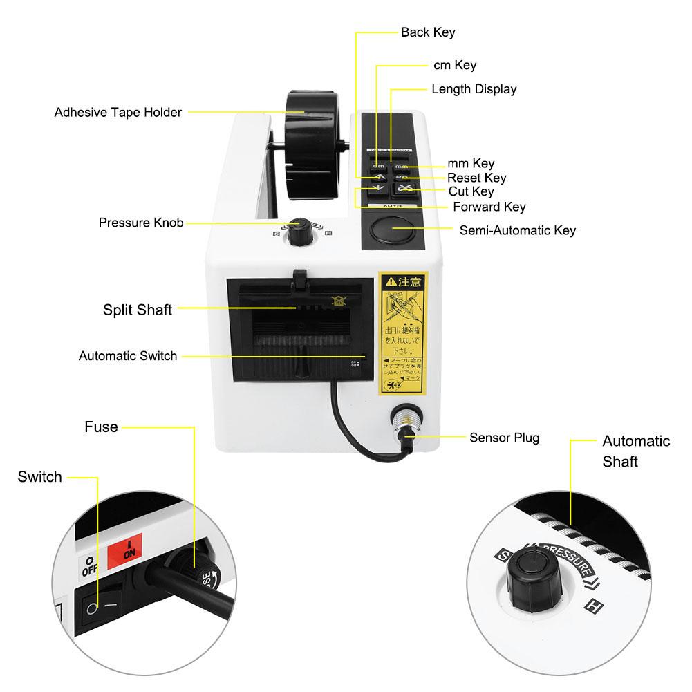 Auto Tape Dispenser Manual Automatic Electric Adhesive Tape Cutter Cutting MachineEU Plug 220V