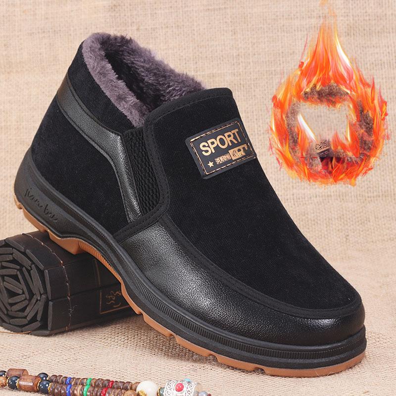 Pantofi de bumbac pentru bărbați Pantofi la modă de iarnă Cizme de zăpadă pentru bărbați îngroșate de pluș Pantofi de mers confortabil și călduros Ghete pentru bărbați