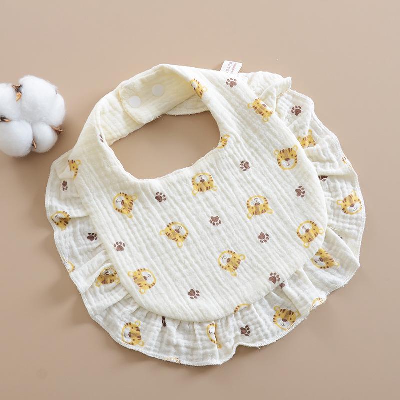 Korean Style Baby Bib: 6-Layer Pure Cotton Gauze with Lace, Cute, Soft & Absorbent