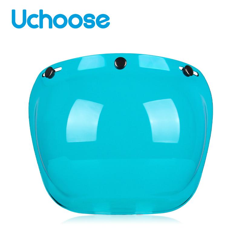 Authentic Bubble Mirror Motorcycle Helmet Three Button Type Retro Style Helmet Lenses Bubble Shield Visors Helmet Accessories