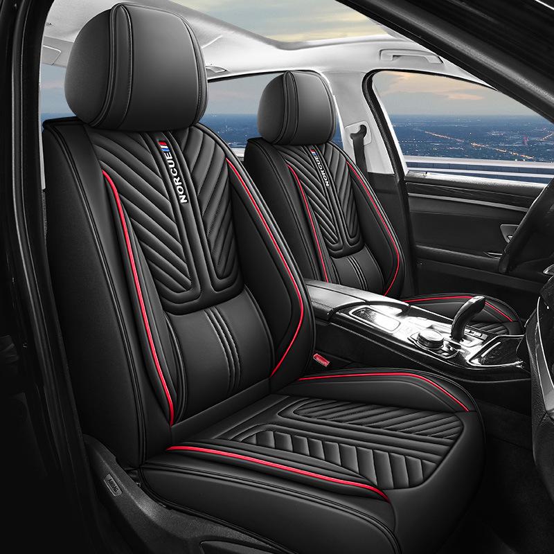 Universal Four Seasons Leather Car Seat Cushion Cover for Small 5-Seat Cars