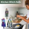 Handmade Resin Kitchen Witch Luck Charm Witch Figurine Hanging Decoration Cartoon Cooking Witch Statue Gift for Mom Home Kitchen Decor