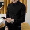 Men'S Slim Fit Long Sleeved Shirt, Personalized, No Iron, Casual, Big Neck, High Neck, Solid Color, Versatile Shirt, 2024 Spring And Autumn