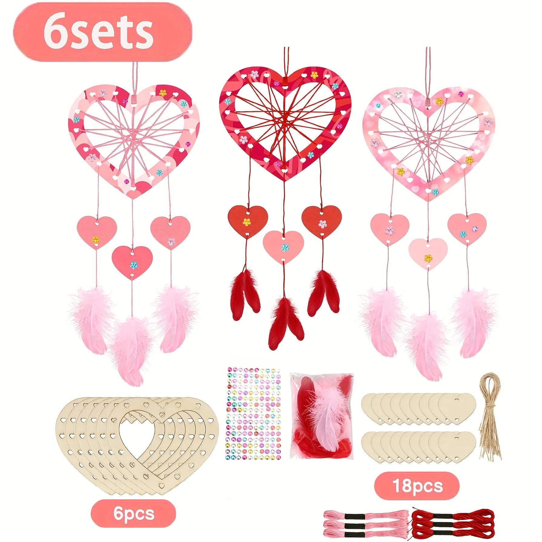 

6 Pack Wooden Heart-Shaped Dream Catchers Set for Home Decor Mother s Day Birthday Wedding Party Decorations
