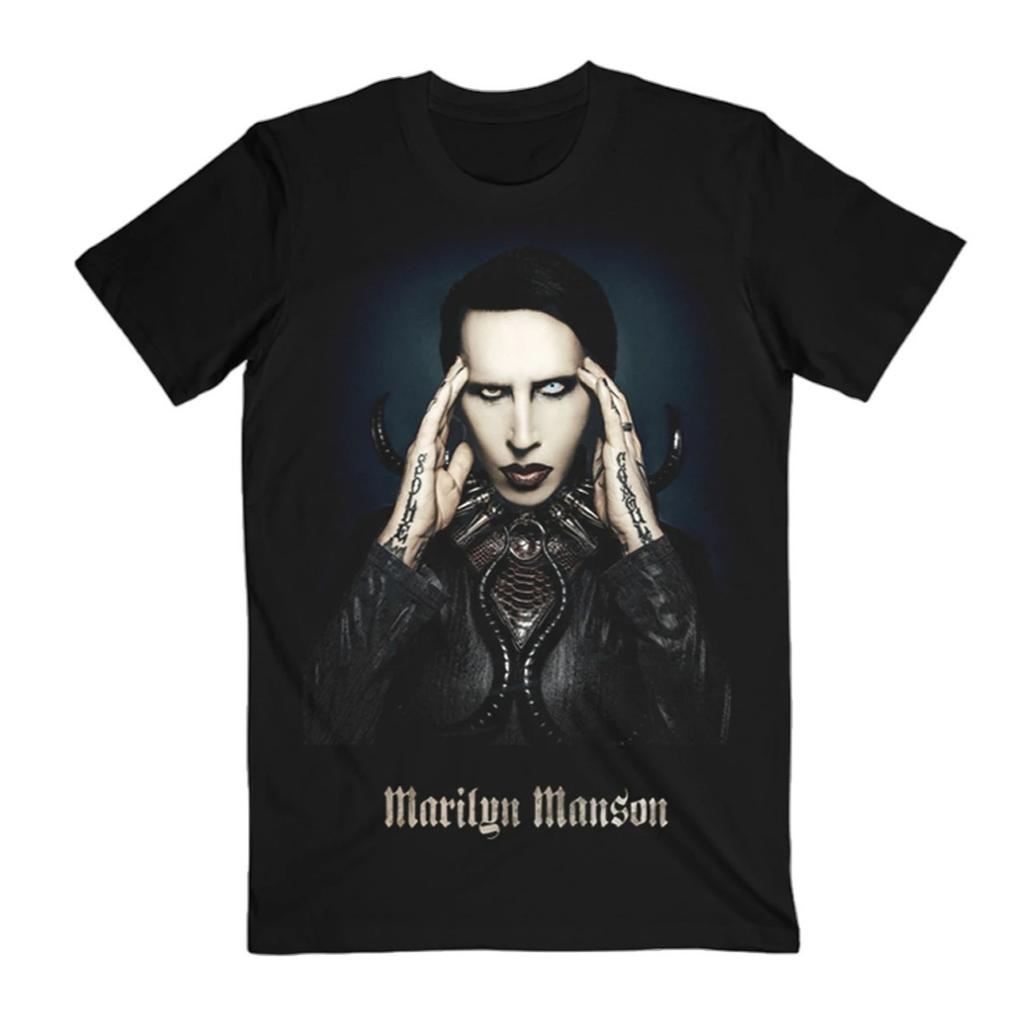 Marilyn Manson Band Psychic Horns graphic 2026 T shirt Cotton Unisex Men‘s Women's T-Shirt Y2k Oversized Vintage Tee Fans Gifts