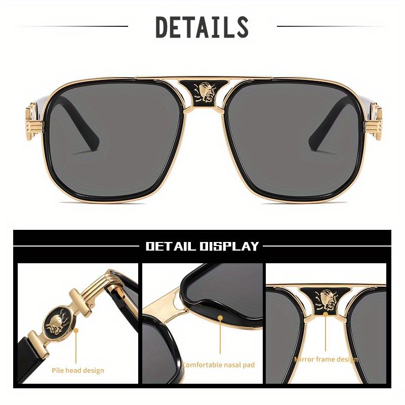 Fashionable Double-Beam Sunglasses with Unique Metal Accessories Retro Oversized Glasses for Street Photography Outdoor Travel