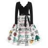 Women's Casual Fashion V Neck Christmas Printed Vintage Dress
