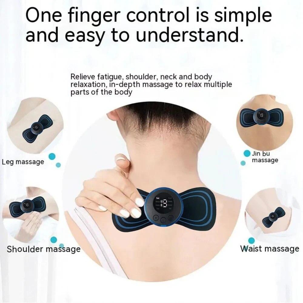 Smart Rechargeable Electric Neck Massager with Remote Control Portable Cervical Massage Patch for Fatigue Relief