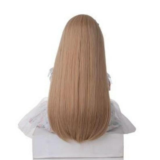 Reborn Doll Wig Cap with Long Straight Hair and Blunt Bangs