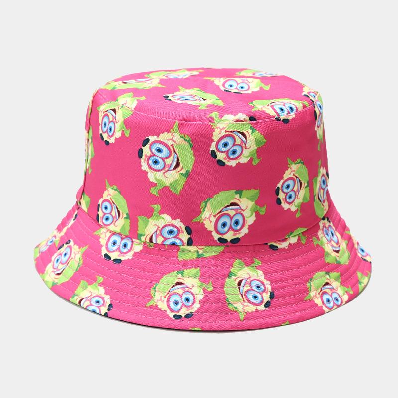 Sombrero de pescador con estampado creativo de vegetales para mujer, sombrero para el sol para exteriores, de verano, versátil