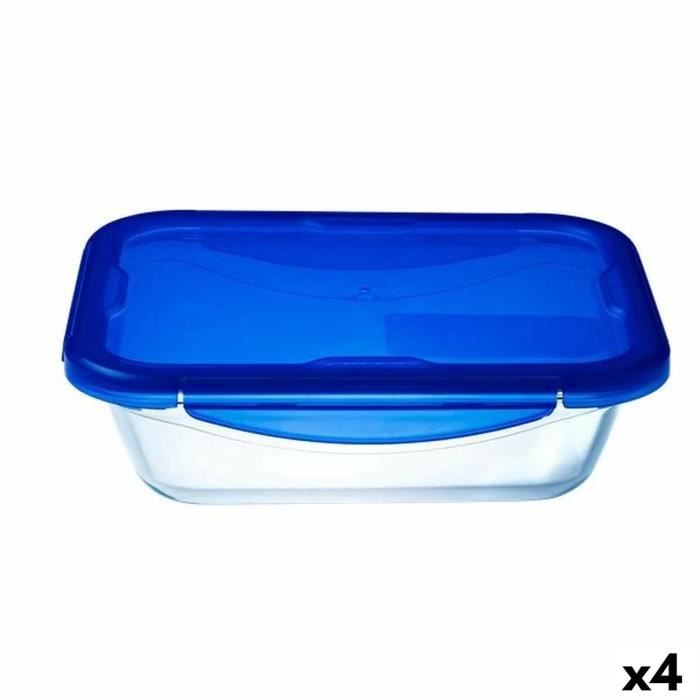 Boîte à lunch hermétique - Pyrex - Cook&go - 30 x 23 cm - 3,3 L - Rectangulaire - Bleu