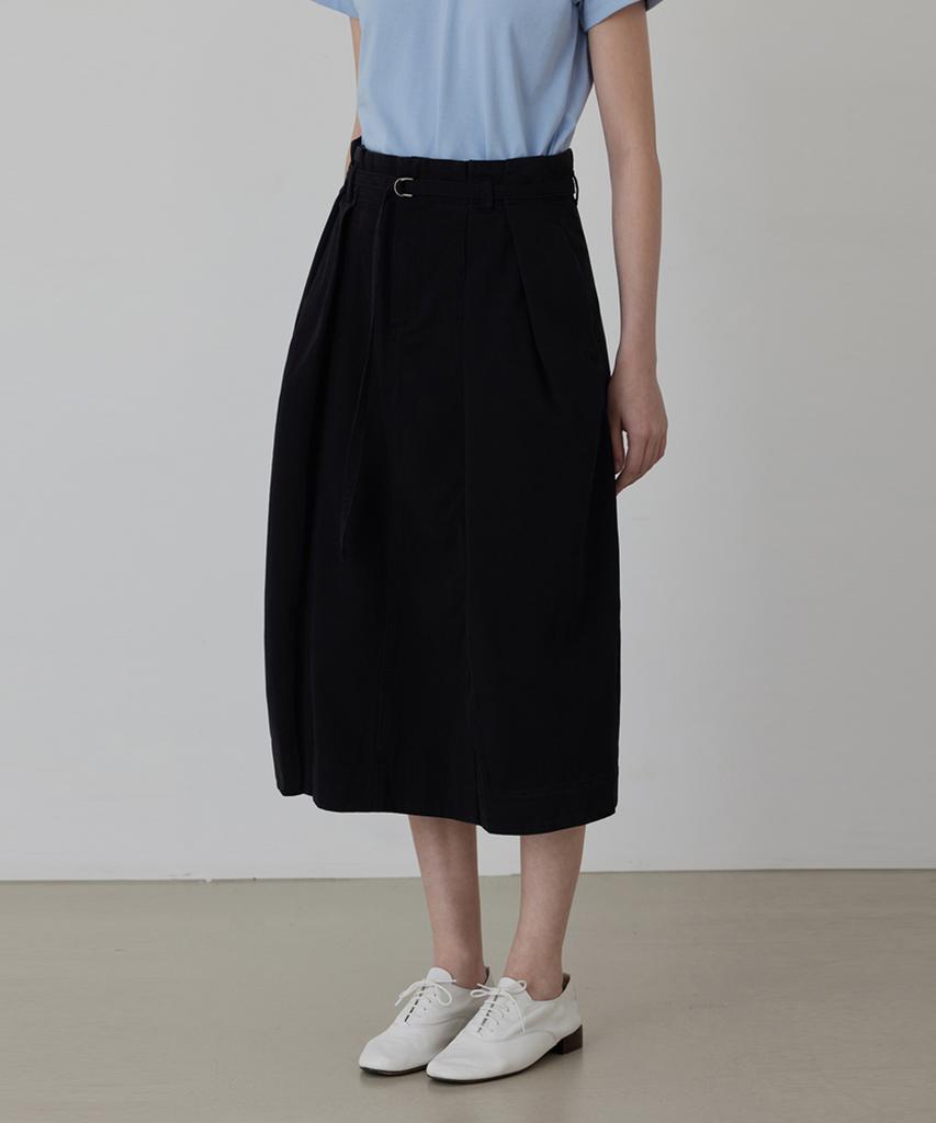 Kwinseulaebis Volume Silhouette Belted Cotton Gathered Skirt_White_2Colors