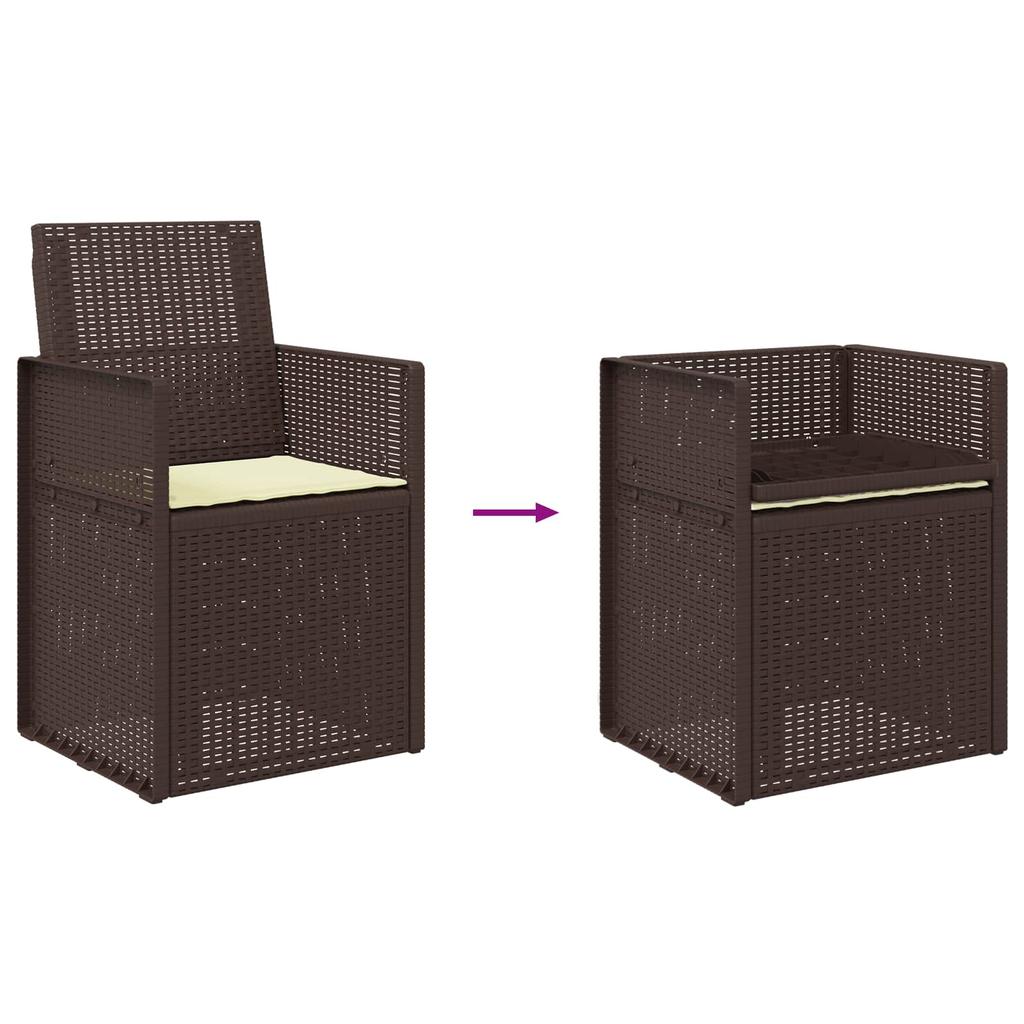 Garden Dining Chairs 2 pcs Brown and Cream PP