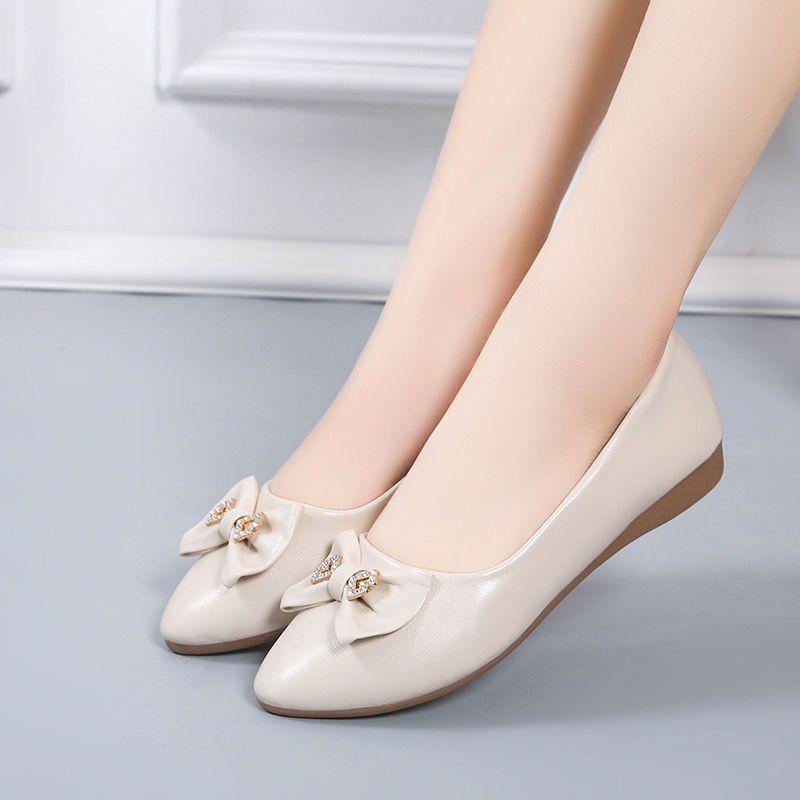 Women's Shoes with Bow Rhinestone White Ladies Pumps Pointed Toe Comfortable and Elegant On Offer Luxury Brand Wholesale Lastest