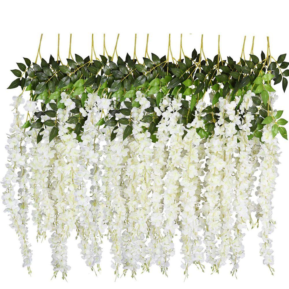 12PCS Artificial Flowers Rattan Home Festival Wedding Celebration Party Outdoor Garden Wall Garland DIY Gift Box Decor Accessory