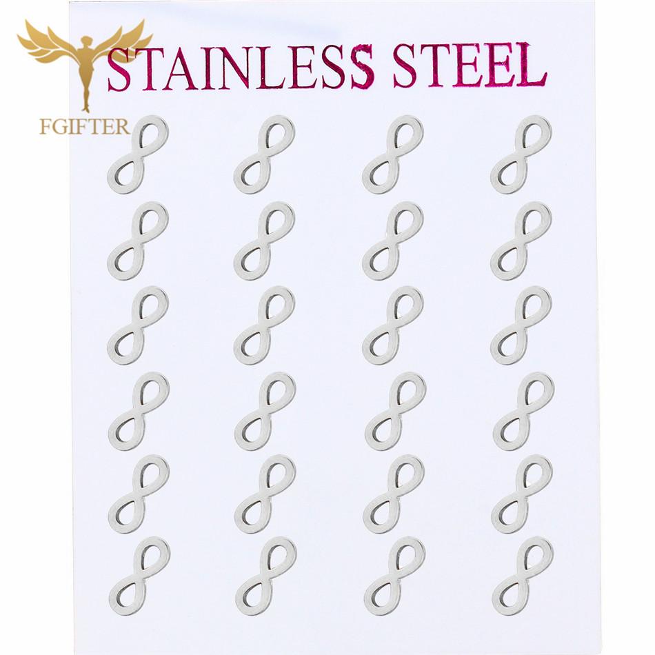 12 Pairs Stud Earrings Set for Women Geometric Triangle Star Round Cross Heart Earing Piercing Stainless Steel Zircon Resale