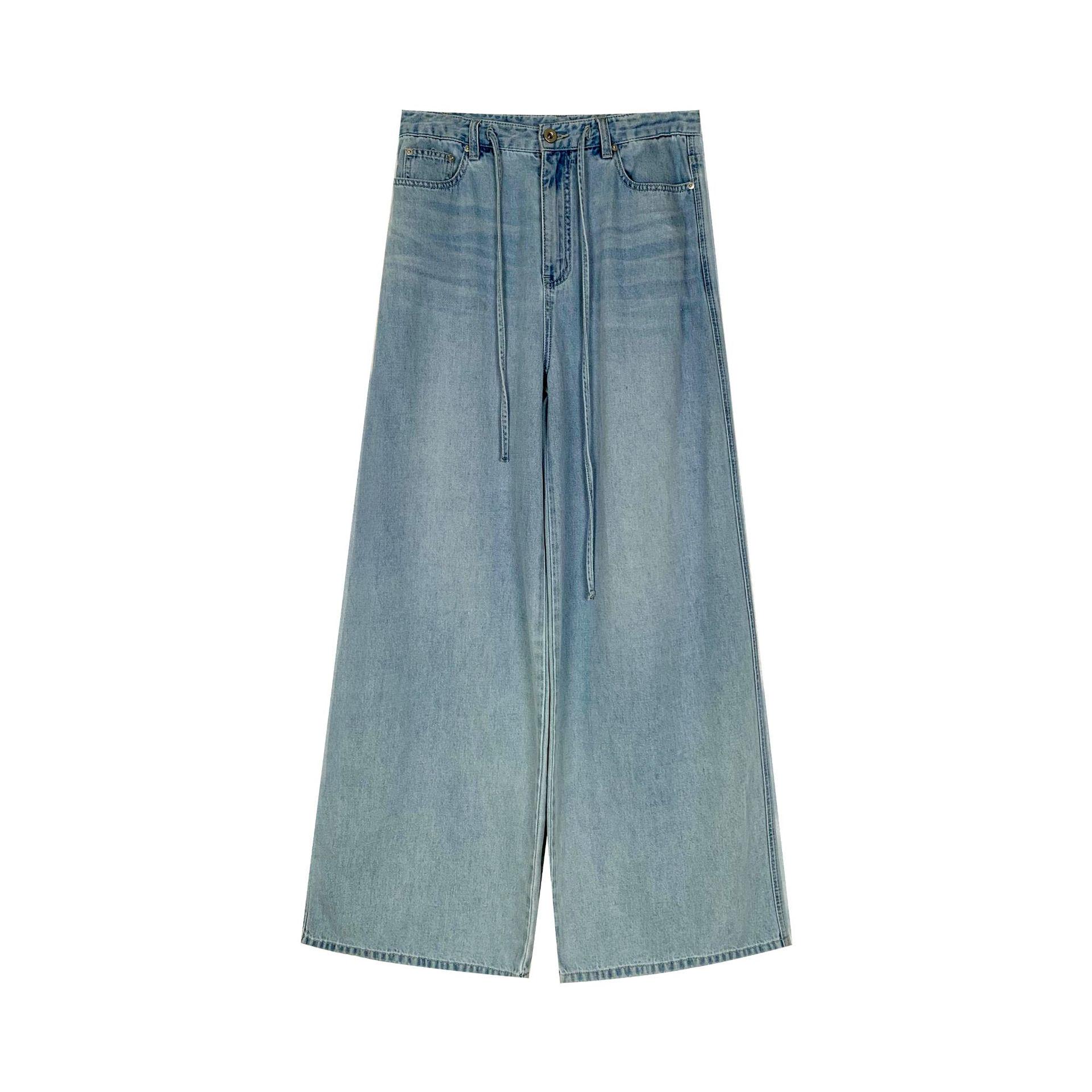 MOXI Thirteen Lines Women s Retro High Waist Wide Leg Light Blue Jeans - Spring 2026 Collection. S светло-синий