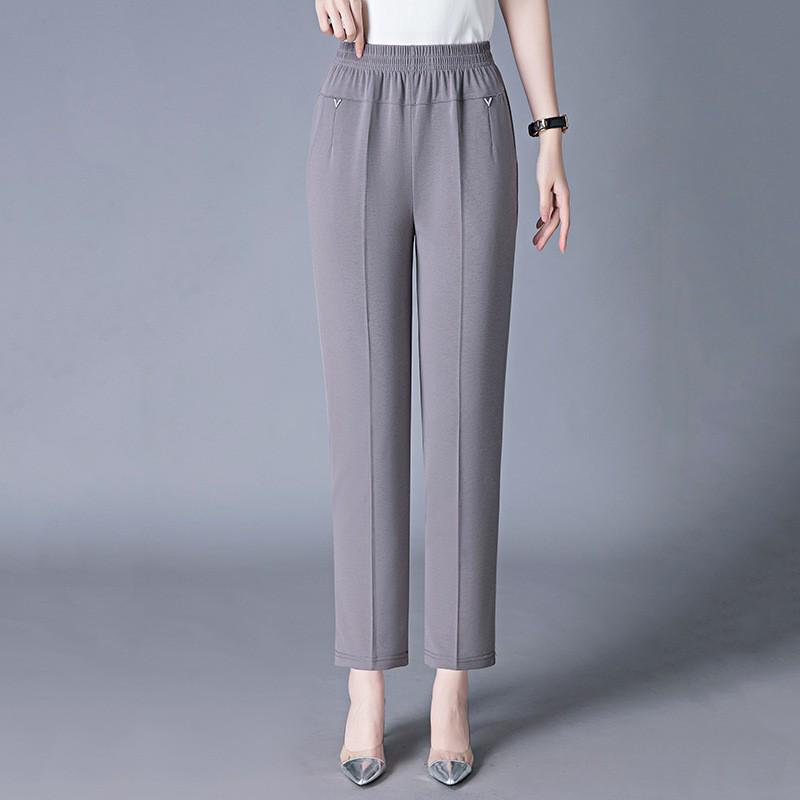 High Waist Elastic Summer Capri Pants for Middle-Aged & Elderly Women