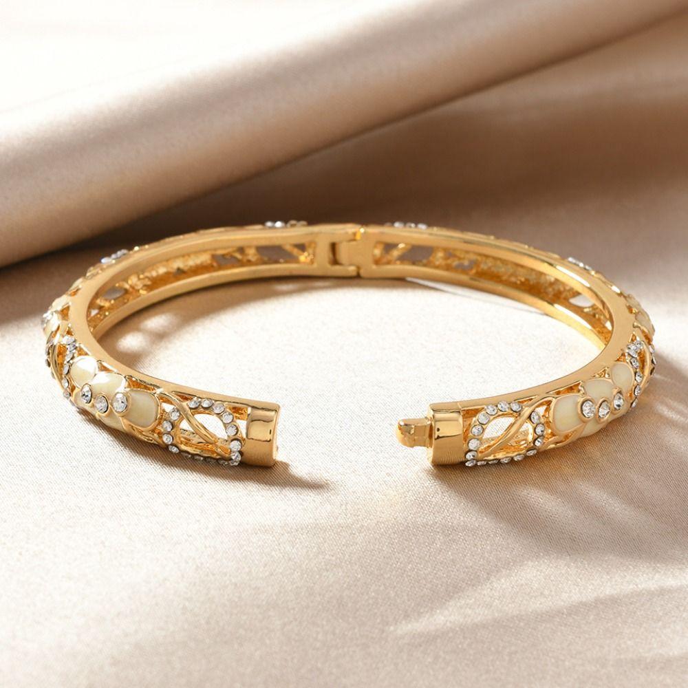 Traditional Hollow Out Flower Bangle Enamel Women's Hand Bracelet  Jewelry Gifts
