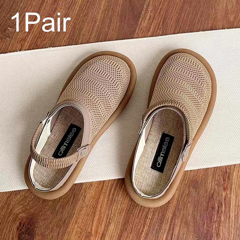 

1 пара полутапочек, два способа ношения, льняные сандалии, удобные сандалии, летние, мягкая подошва 35 хаки