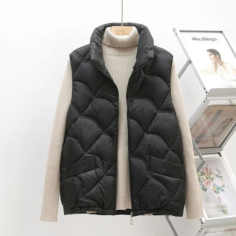 Puff Vest Kvinner Vinter Ermeløs Pufferjakke Kvinner Varm bomullsjakke Vest Cardigan Koreansk motekåper Klær
