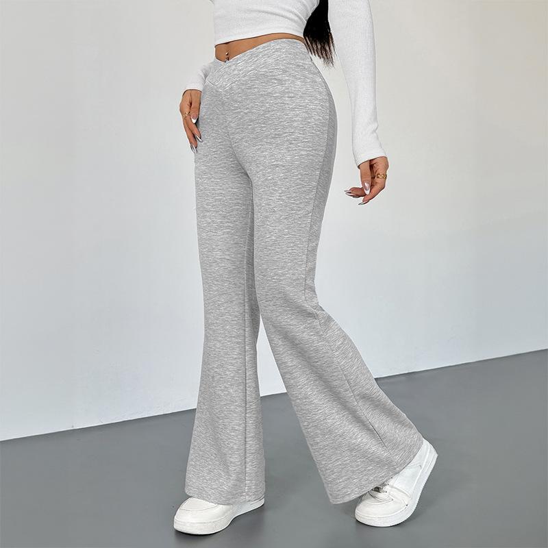 YYFS Women's Fashion Casual Solid Color Print High Waist Trousers Pants & Capris