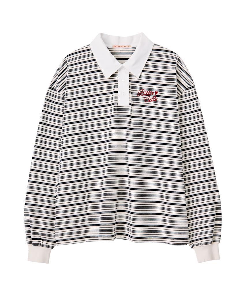 Biteoseljeu Gemini Striped Collared Tee - Ivory