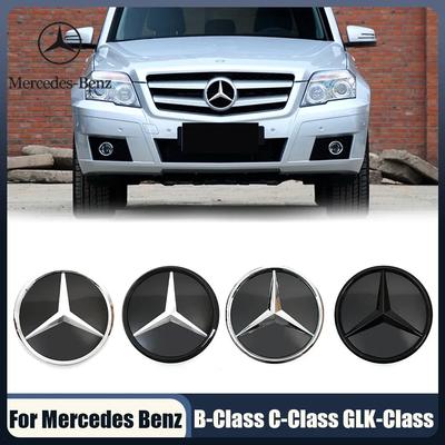 C200 E300 2026 Hot Fit For Mercedes Benz 2008-2014 Chrome Silver And Glossy Black Front Grille Emblem Newest 3D Style Star Badge