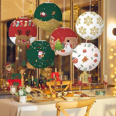 Lanterna sospesa Palla di carta cinese Lampion Accessori per la decorazione del festival di Natale Regalo di Natale di Babbo Natale Decorazioni artigianali Albero di Natale