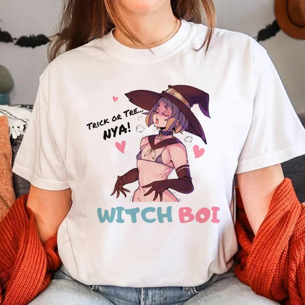 New Femboy Tees Shirt Women Funny Harajuku T-shirt Female Comic Designer Graphic Clothes Summer Clothing White Short Sleeve Tops