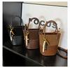 IELGY Ladies Messenger Bag Suede Double Color Contrast Bucket Bag