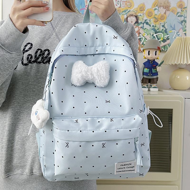 Schoolbag Schoolbag Female College Student Polka Dot Flash Backpack Large Capacity Girl Japanese Cute Polka Dot Large Capacity Backpack