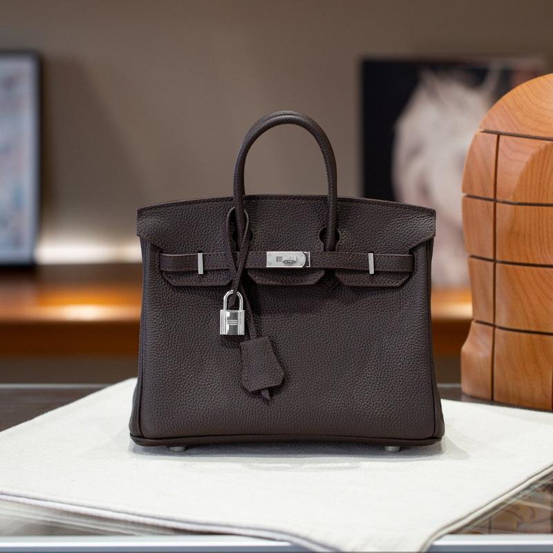 Gold buckle silver buckle top layer cowhide togo leather platinum bag (togo-2530BK)