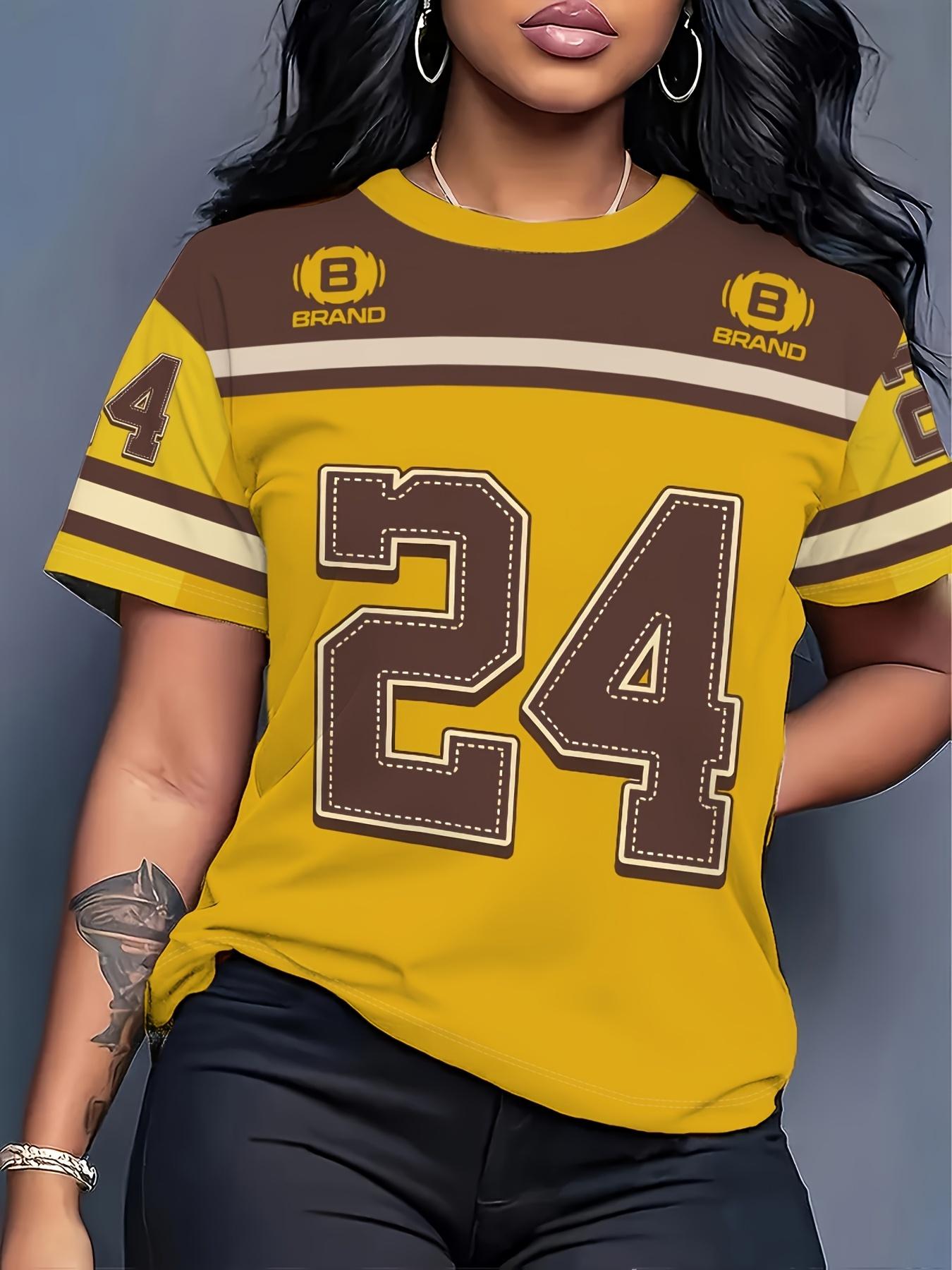 

Yellow-Brown Color-Blocked Summer Women S Outdoor Short-Sleeve Top. ;60.96cm Short-Sleeve T-Shirt with Color-Blocked Shoulder Design. Street-Style Coo 3XL