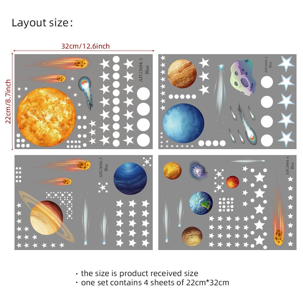 397Pcs/Set Luminous Stars Dots Planet Wall Sticker For Baby Kids Room Bedroom Home Decoration Mural Glow In The Dark Decals