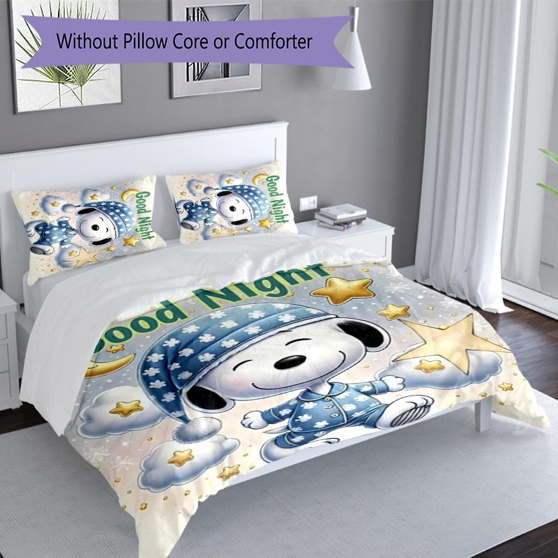3pcs Happy Puppy pattern bedding set duvet cover set includes duvet cover &pillowcases, perfect all season bedroom decoration & gift