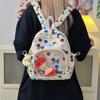 Cute graffiti schoolbag for junior high school girls, large capacity backpack, transparent bar, bandage board, pain bag, student backpack