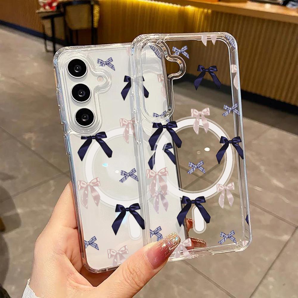 INS Bowknot Phone Case For Samsung Galaxy S26 Ultra S25 S24 A16 A57 A37 A56 5g A17 A07 A06 A15 A55 A54 A35 A26 Magnetic Cover